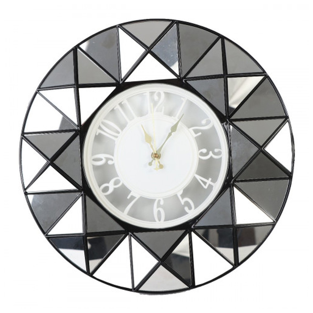 Round wall clocks with triangular mirrors