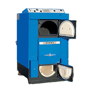 Atmos DC-105S med 300 liter vedmagasin og sugevifte