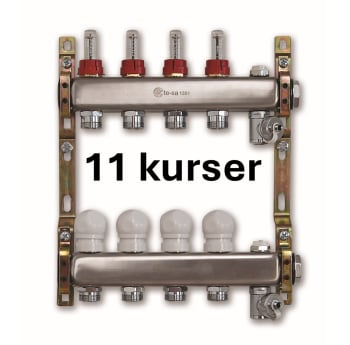 AB Gulvvarmefordeler i rustfritt 11 kurser m/ flowmeter