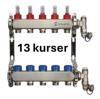 AB Gulvvarmefordeler i rustfritt 13 kurser m/ flowmeter