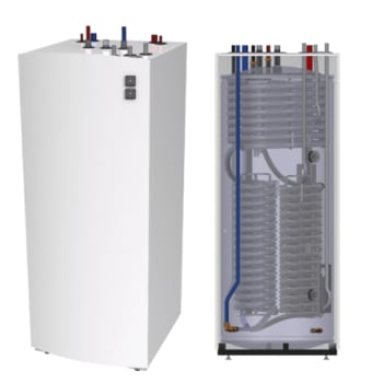 Borø akkumulatortank TIDA 500 liter – BR25 - SOLR12 rustfri spiraler,  Ø22mm (700x747x1760mm) - 3bar