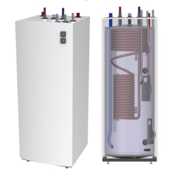 Borø akkumulatortank TIDA 300 liter – B25 spiral Ø22mm/6m² (600x637x1630mm) - 3bar