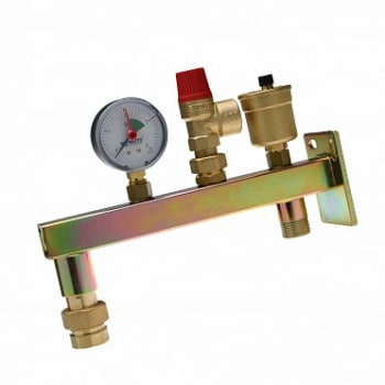 Veggkonsoll m/ sikkerhetsventil, manometer og luftepotte