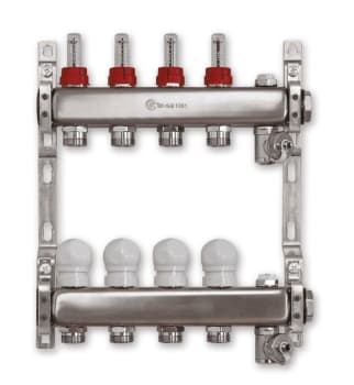 AB Gulvvarmefordeler i rustfritt 7 kurser m/ flowmeter, te-sa