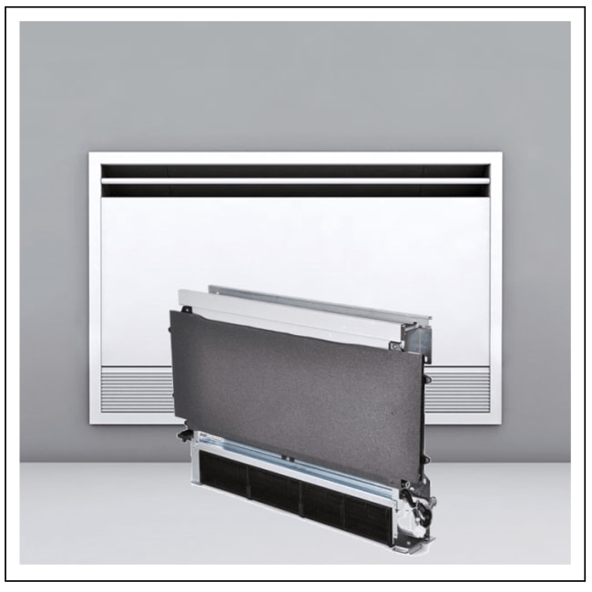 Riello Design Invisible 11 viftekonvektor for innbygging m/ frontplate og veggkasse