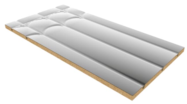 Trefiber trinnlydsplater 36mm m/ alu.fole CC200, Ø16/17mm inkl. vende/tilførselspor (1200x600x36mm)