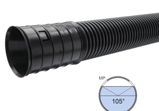Toppslisset drensrør 110/97mm - 6 meter MP (enkel rør)