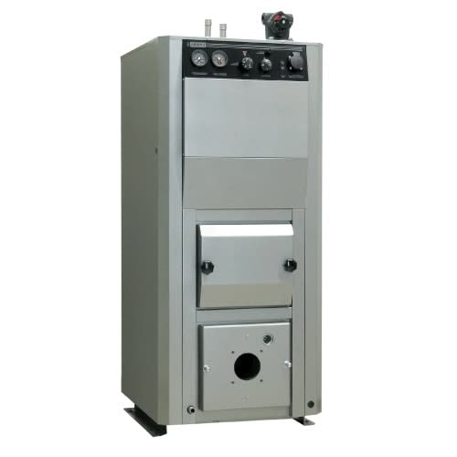 Jaspi Lux 30 oljekjele med 1x6kW el-kolbe og bakmontert røykrør