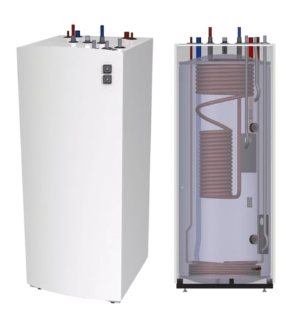 Borø akkumulatortank TIDA 500 liter – B25 - SOL14 kobberspiraler,  Ø22mm (700x747x1760mm) - 3bar