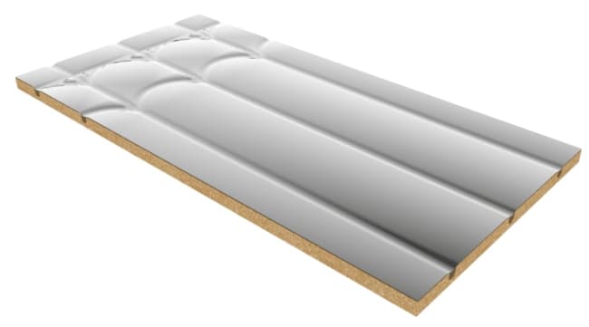 Trefiber trinnlydsplater 24mm m/alu.folie, CC200, Ø16/17mm inkl. vende/tilførselspor (1200x600x24mm)