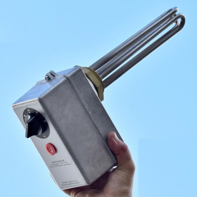 Elektrisk kolbe 2",  4,5 kW, 2-trinns 30-90°/110°C, 3fas-230V (L:390mm)