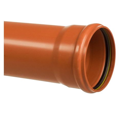 PP 200x6000mm avløpsrør rødbrun SN8 lgd. = 6 mtr.