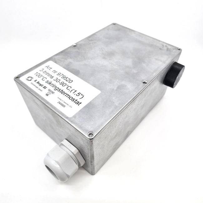 RS PRO box m/ 3-trinns 30-90/100°C sikringstermostat for R40 og R50 el-kolbe 7,5-12kW, 3x230V