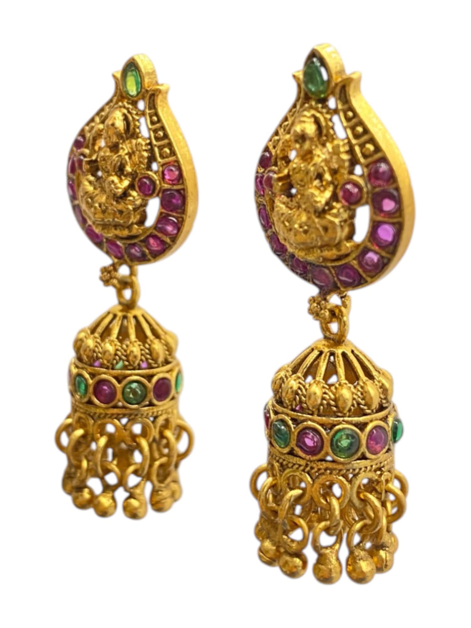 Diwali Meenakari Jhumkis — handcrafted Earrings by Sirini Jewellery - back view