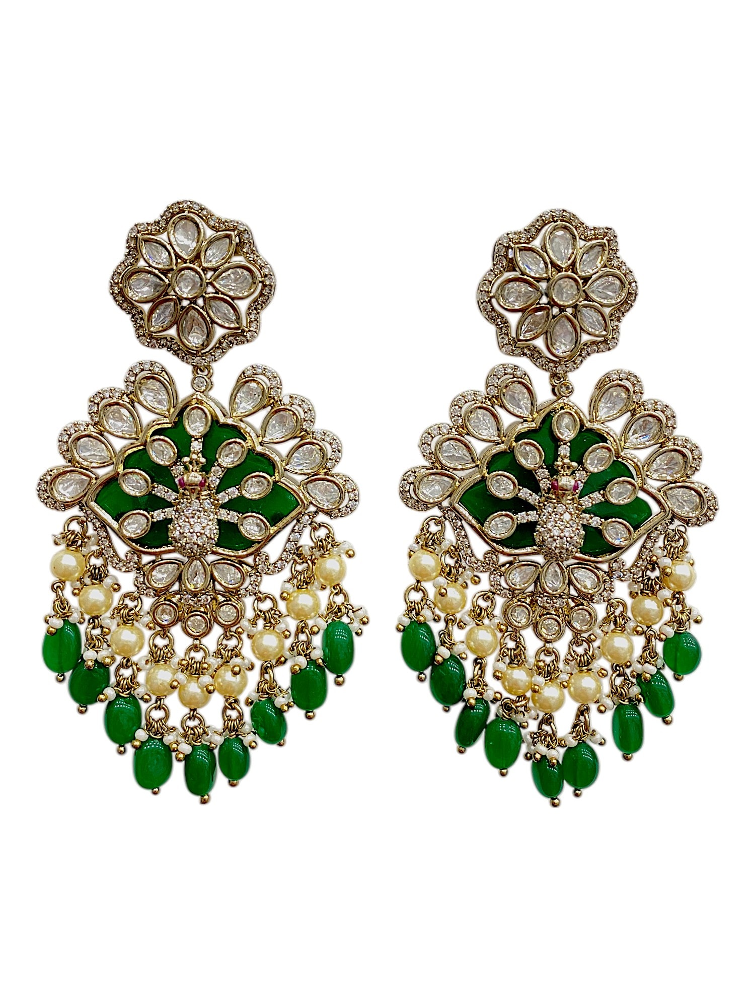 Festive Antique Gold Chandelier Earrings — handcrafted Earrings by Sirini Jewellery