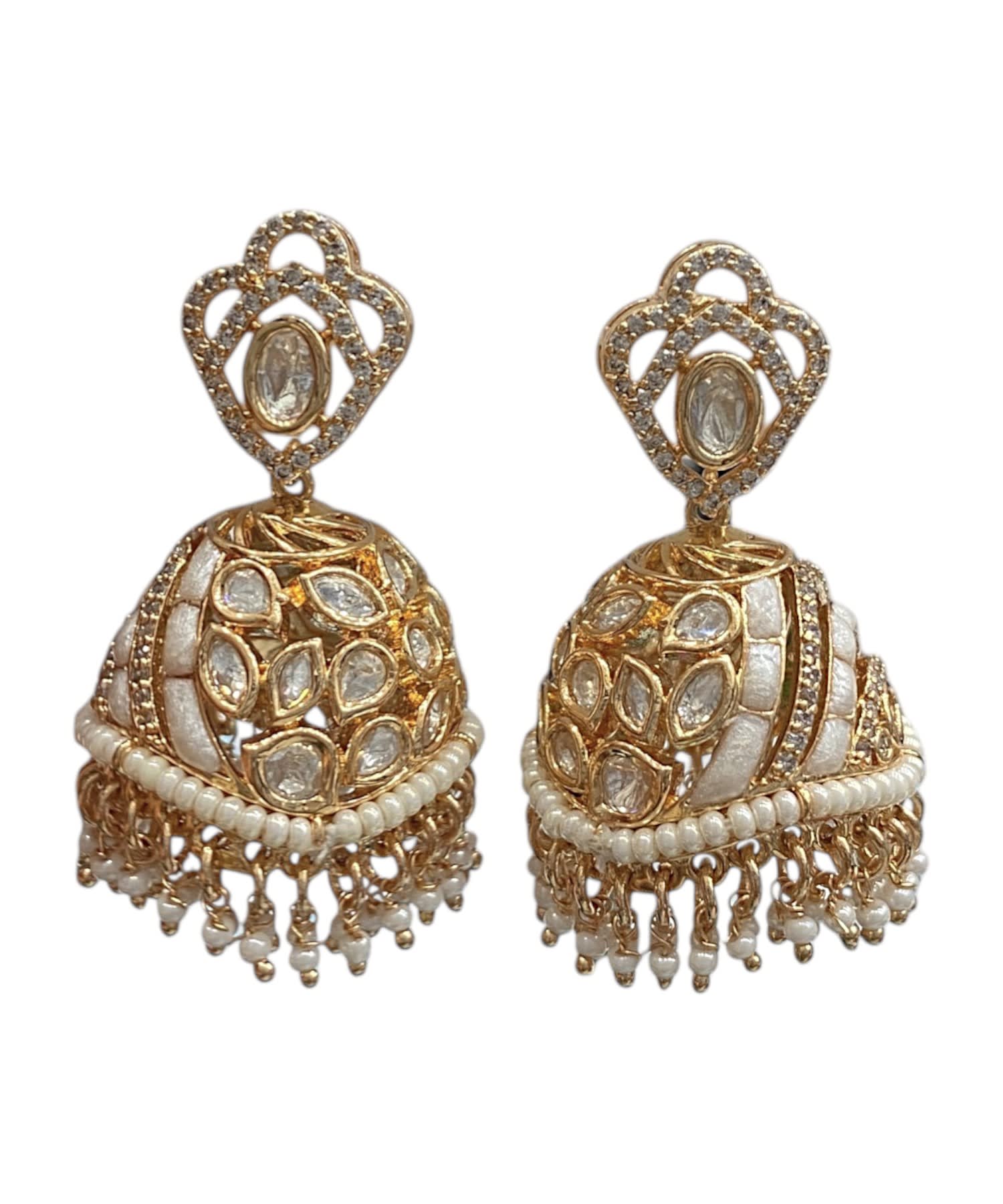 Navratri Kundan Chandbali Earrings thumbnail 2