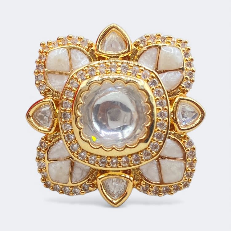 Diwali Polki Cocktail Ring — handcrafted Finger Rings by Sirini Jewellery - back view