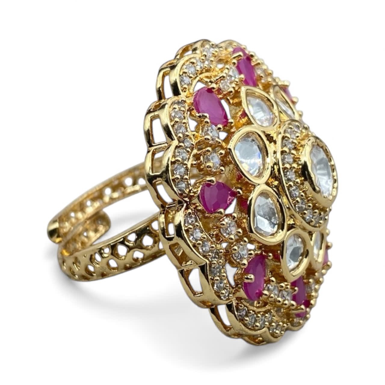 Karva Chauth Polki Cocktail Ring — handcrafted Finger Rings by Sirini Jewellery