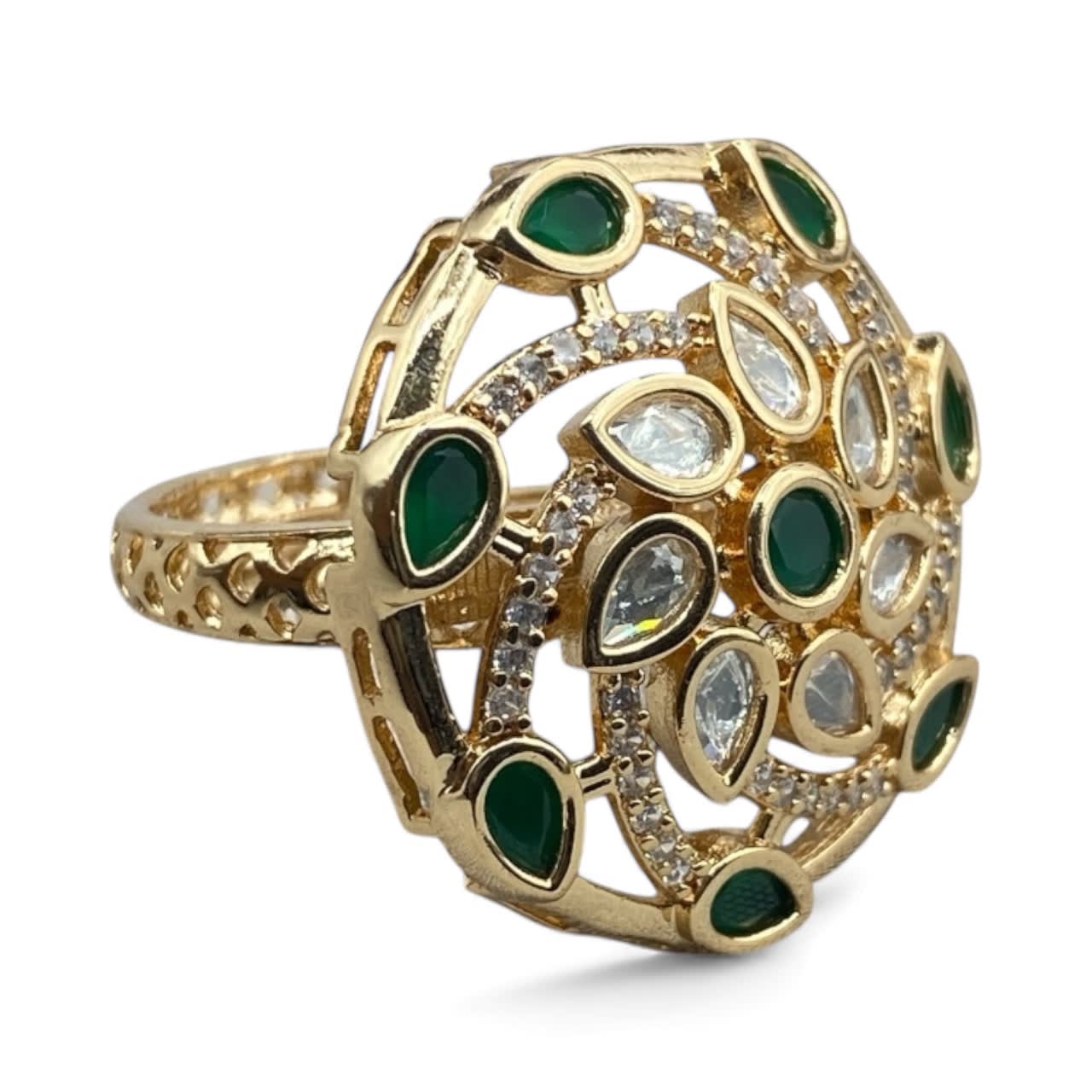 Navratri Meenakari Statement Ring — handcrafted Finger Rings by Sirini Jewellery