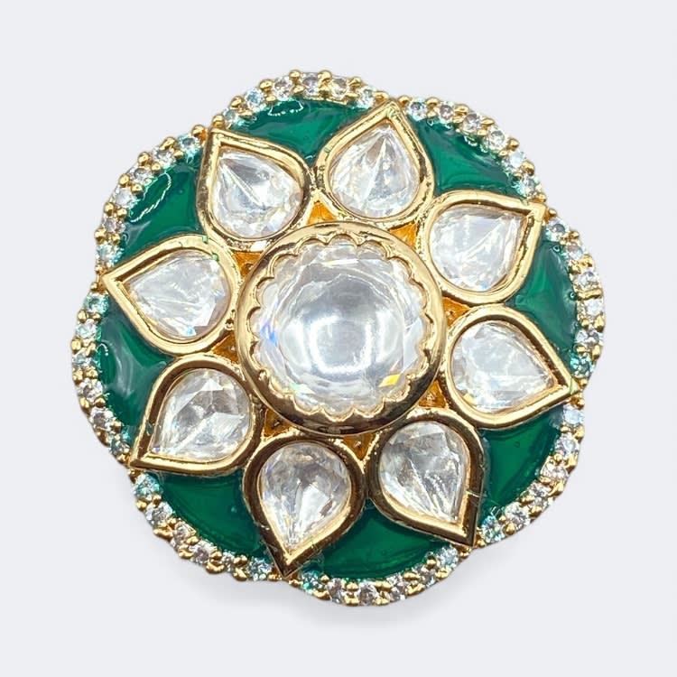 Festive Polki Cocktail Ring — handcrafted Finger Rings by Sirini Jewellery - back view