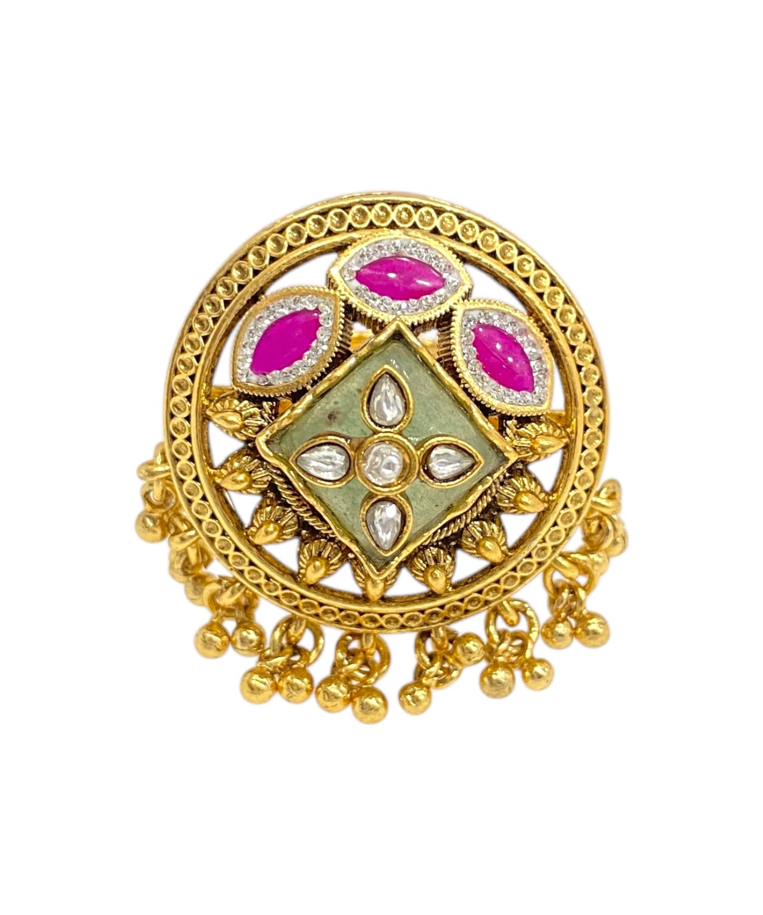 Festive Kundan Ring — handcrafted Finger Rings by Sirini Jewellery - back view