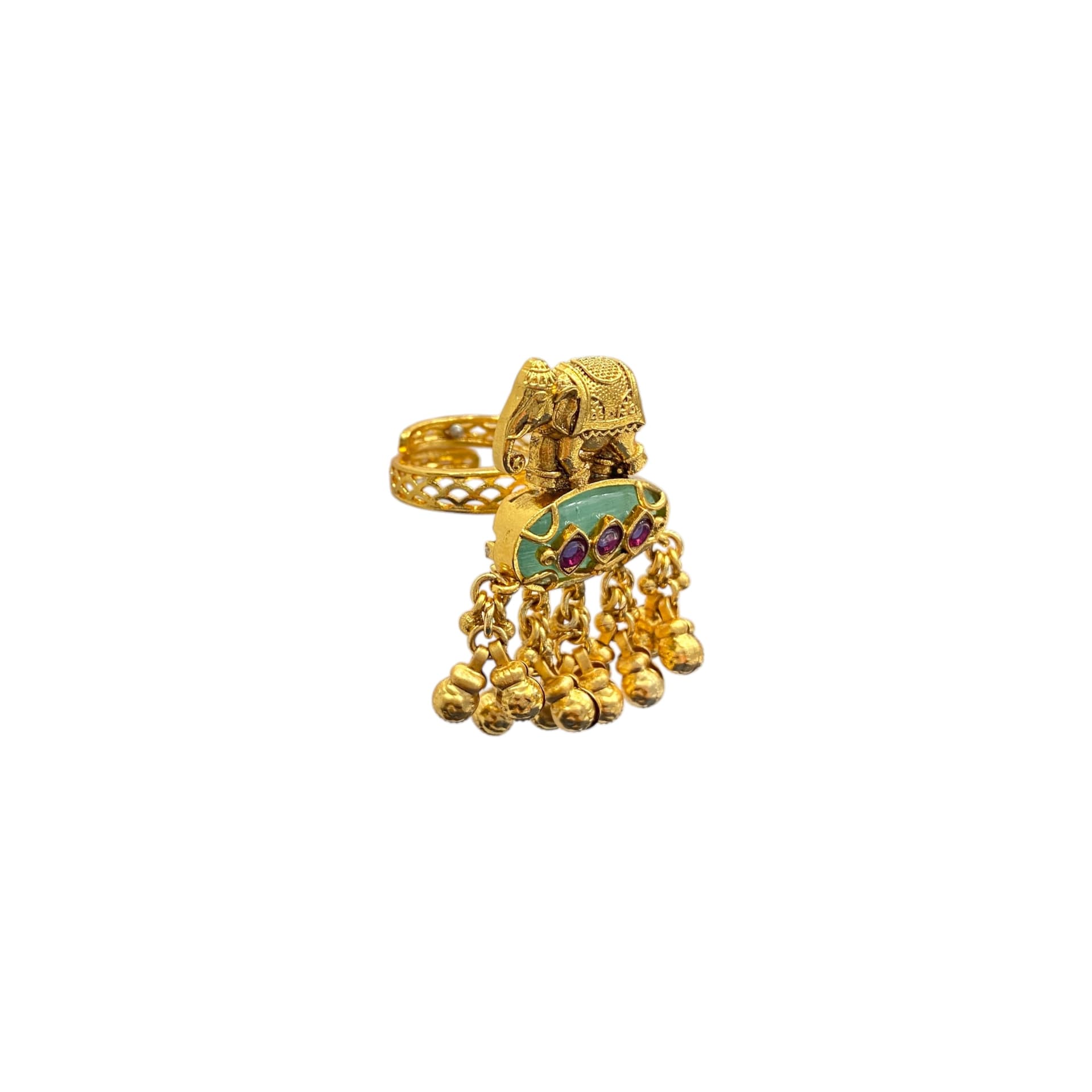 Karva Chauth Kundan Finger Ring — handcrafted Finger Rings by Sirini Jewellery