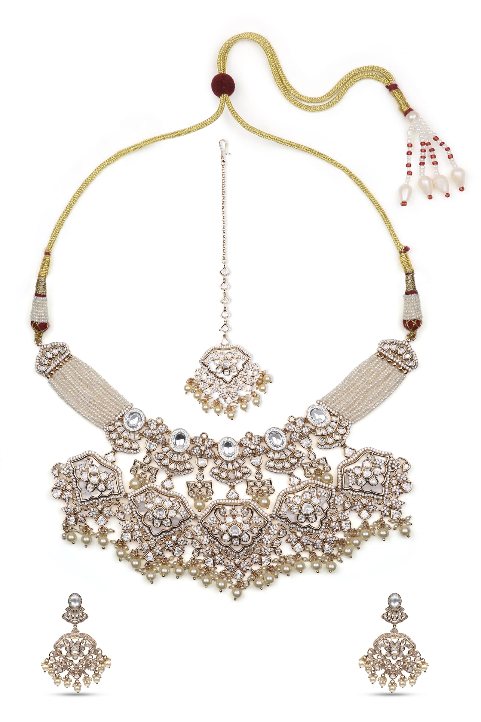 Vivaah Kundan Heavy Royal Set — handcrafted Necklace Sets by Sirini Jewellery - back view
