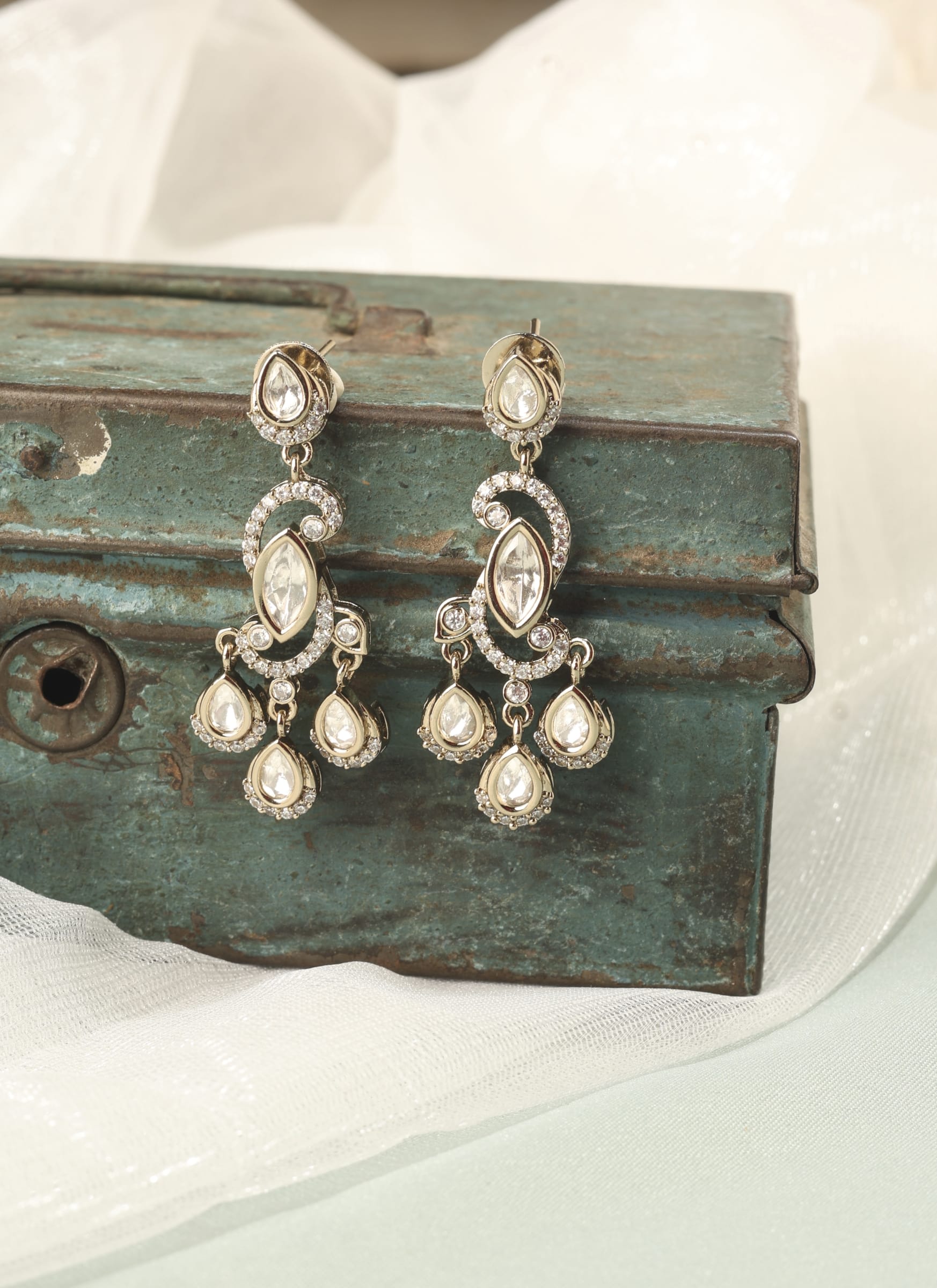 Navratri Kundan Mehendi Plated Necklace Set — handcrafted Necklace Sets by Sirini Jewellery - back view