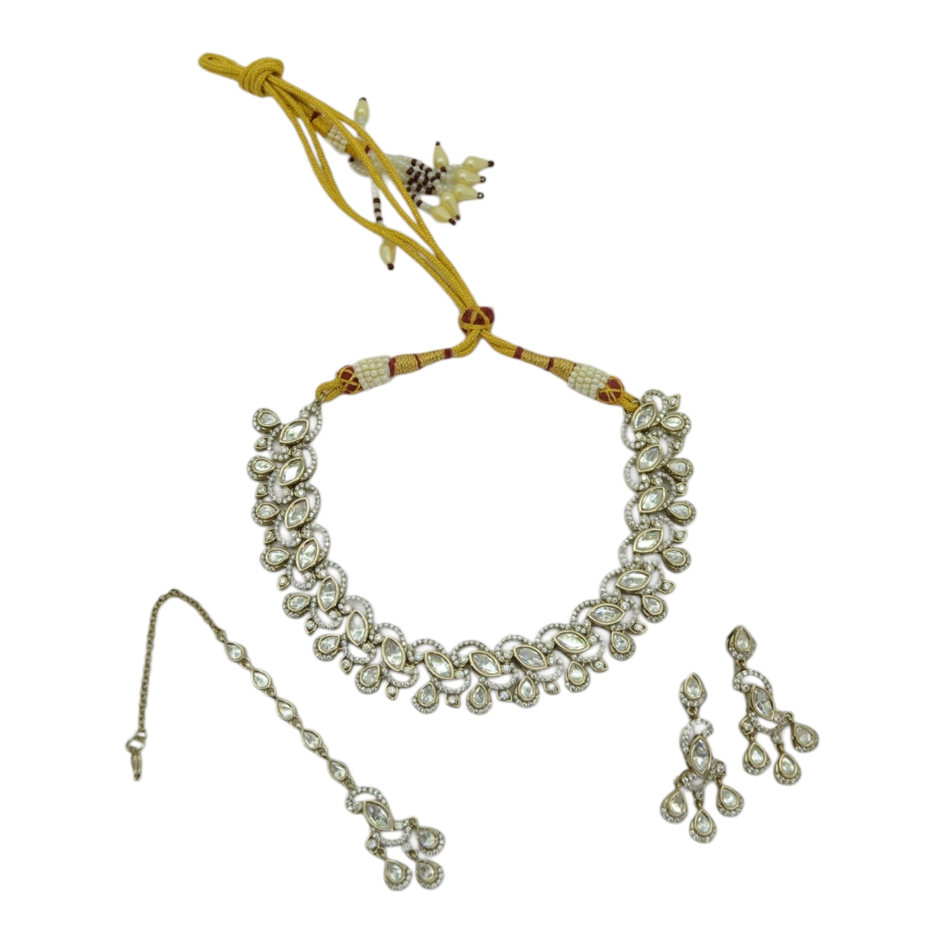 Navratri Kundan Mehendi Plated Necklace Set — handcrafted Necklace Sets by Sirini Jewellery