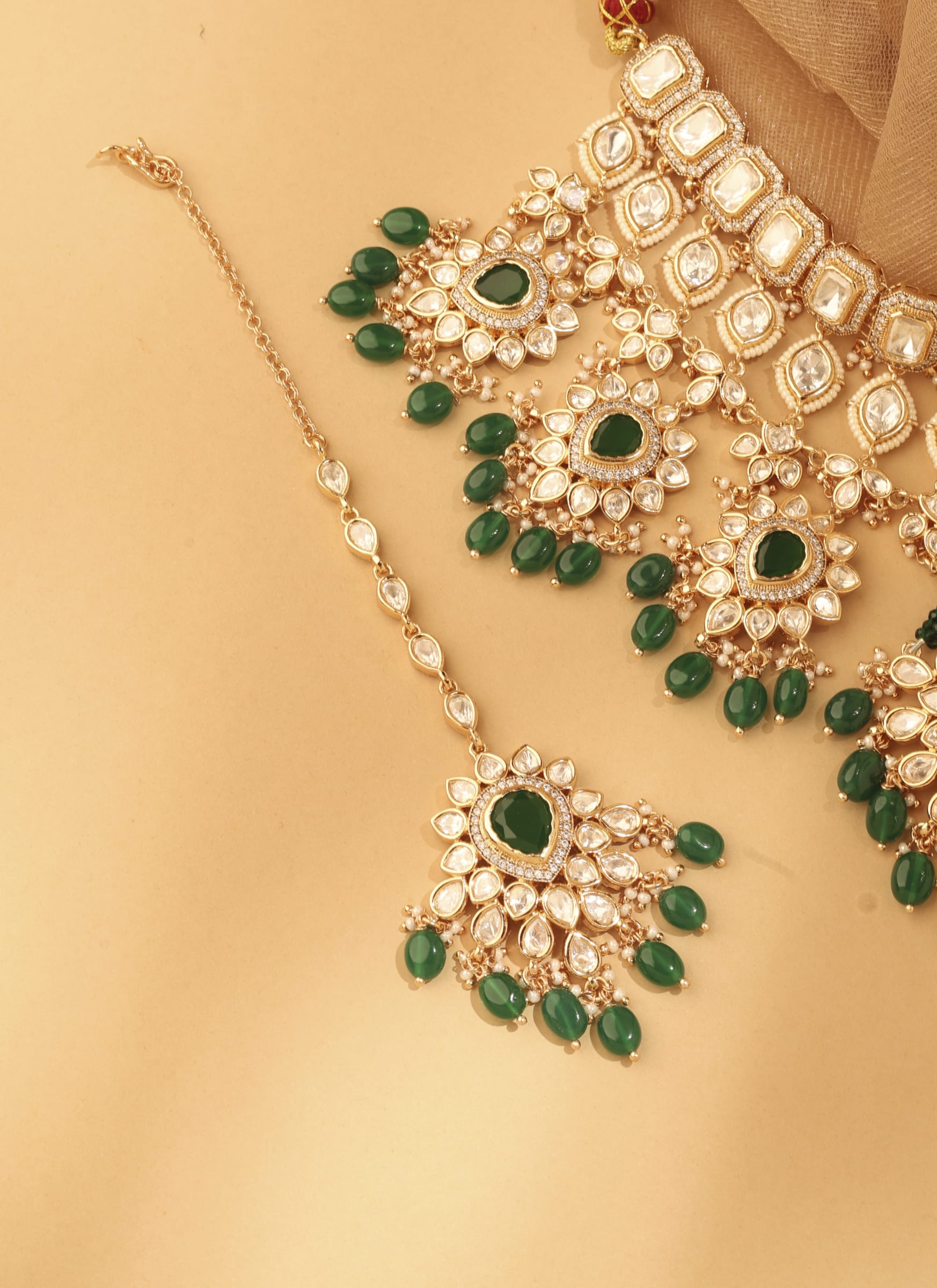 Royal Green Festive Set — handcrafted Necklace Sets by Sirini Jewellery