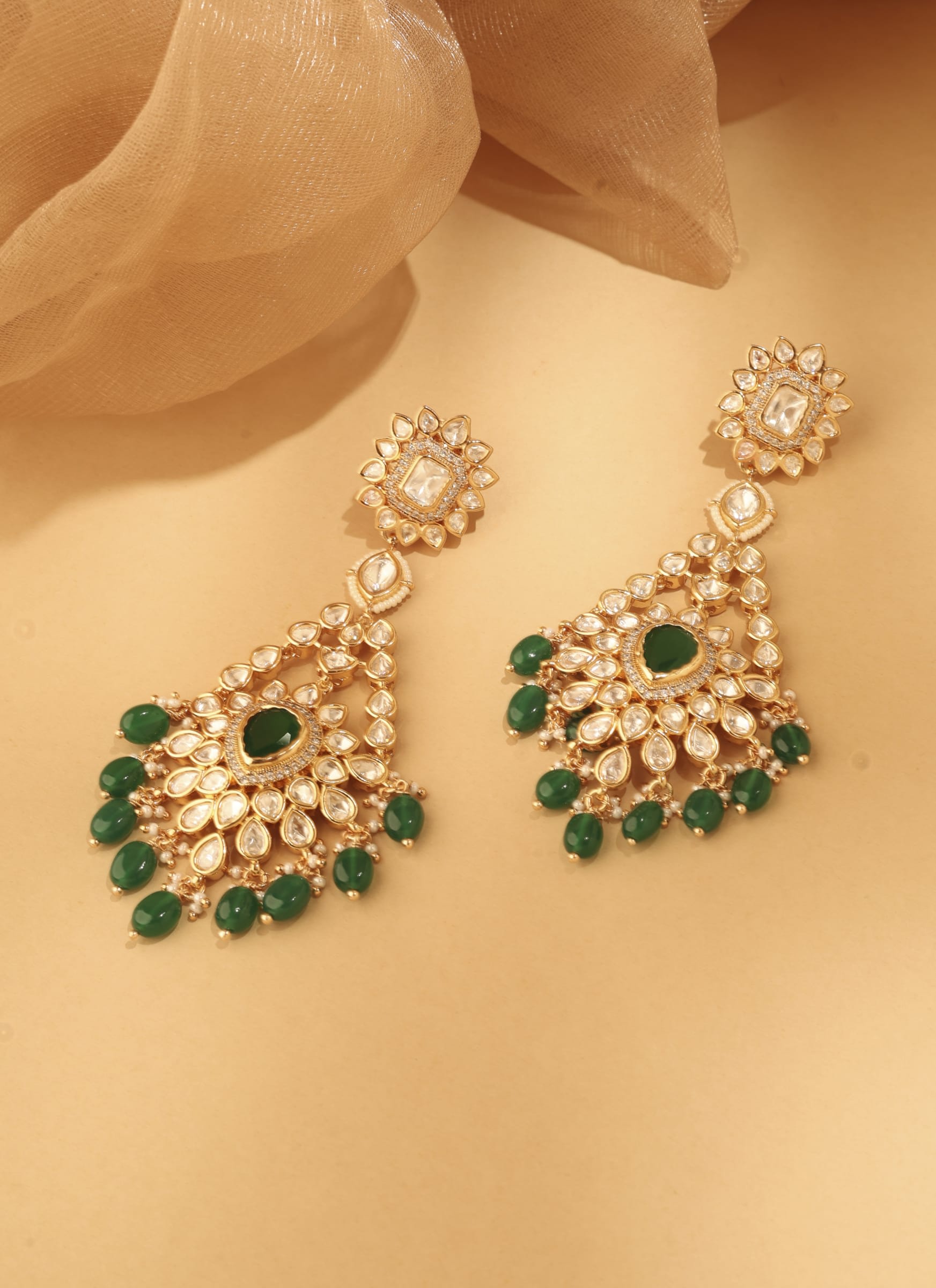 Royal Green Festive Set — handcrafted Necklace Sets by Sirini Jewellery - back view