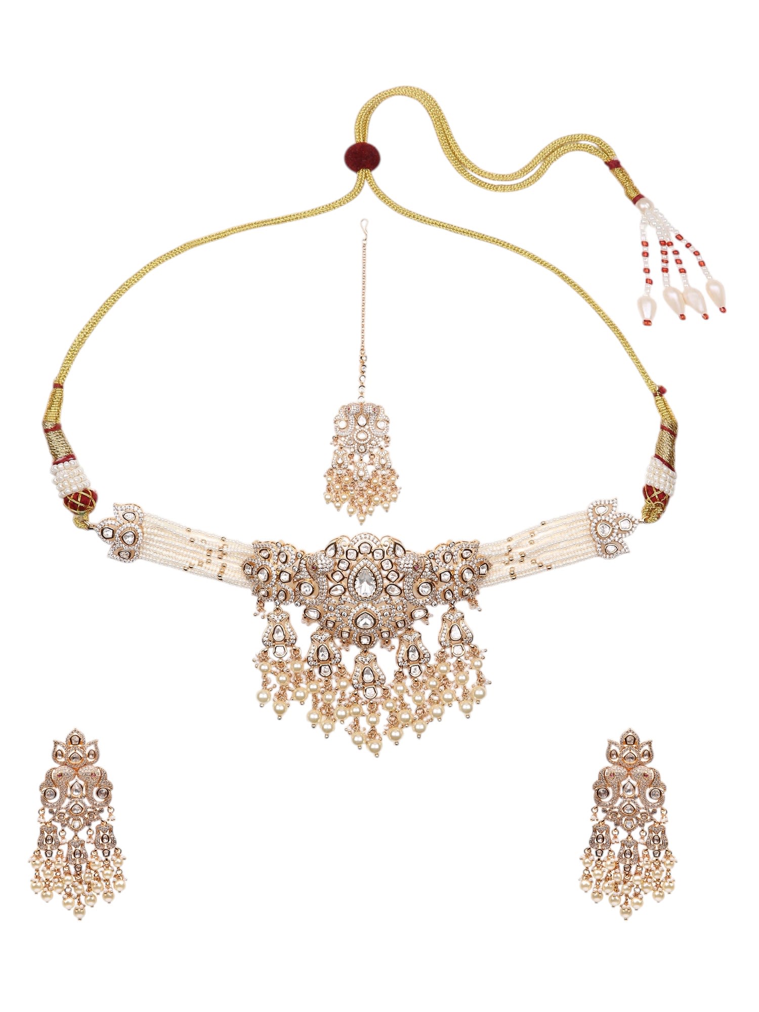 Puja Kundan Bridal Set — handcrafted Necklace Sets by Sirini Jewellery - back view