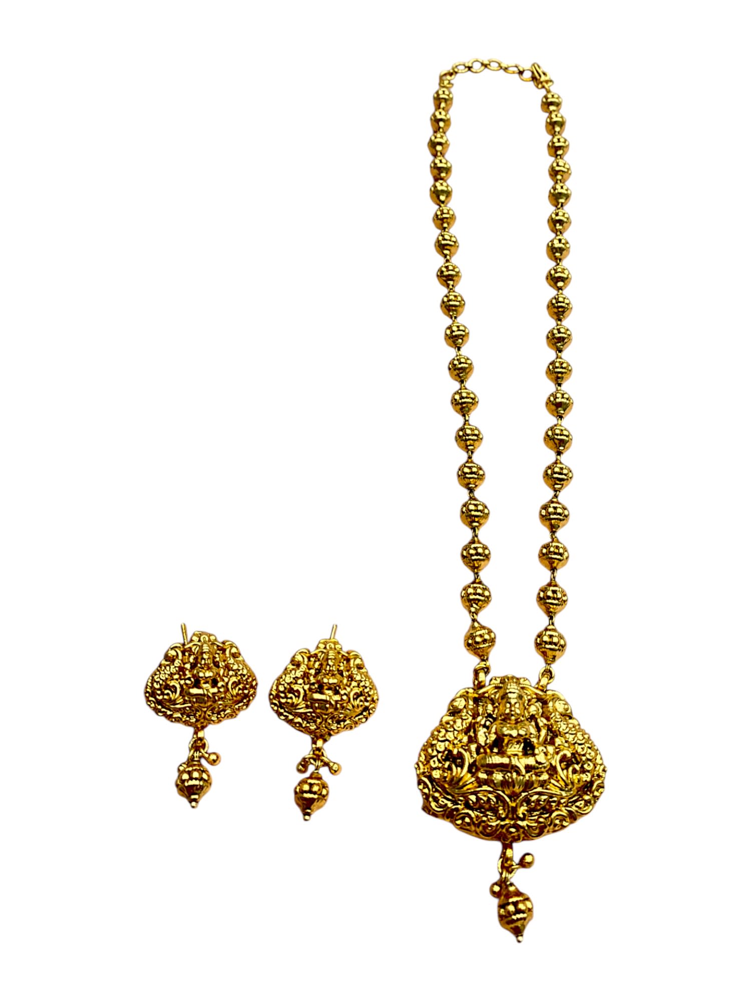 Festive Silver Polki Pendant Set — handcrafted Necklace Sets by Sirini Jewellery
