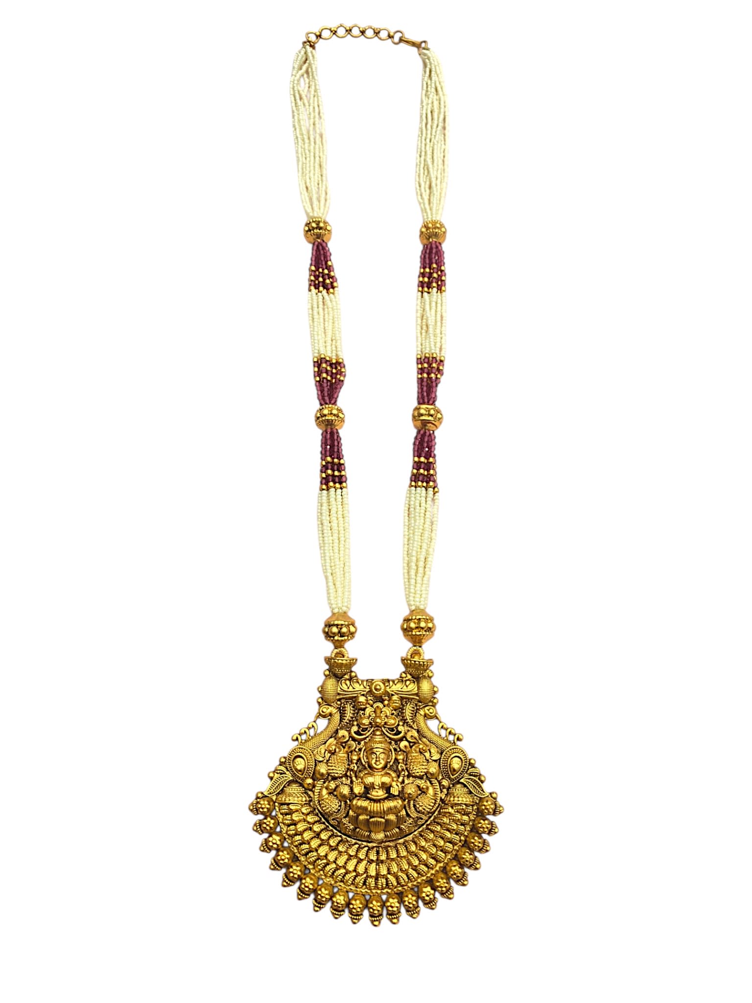 Bridal Silver Kundan Pendant Set — handcrafted Necklace Sets by Sirini Jewellery - back view