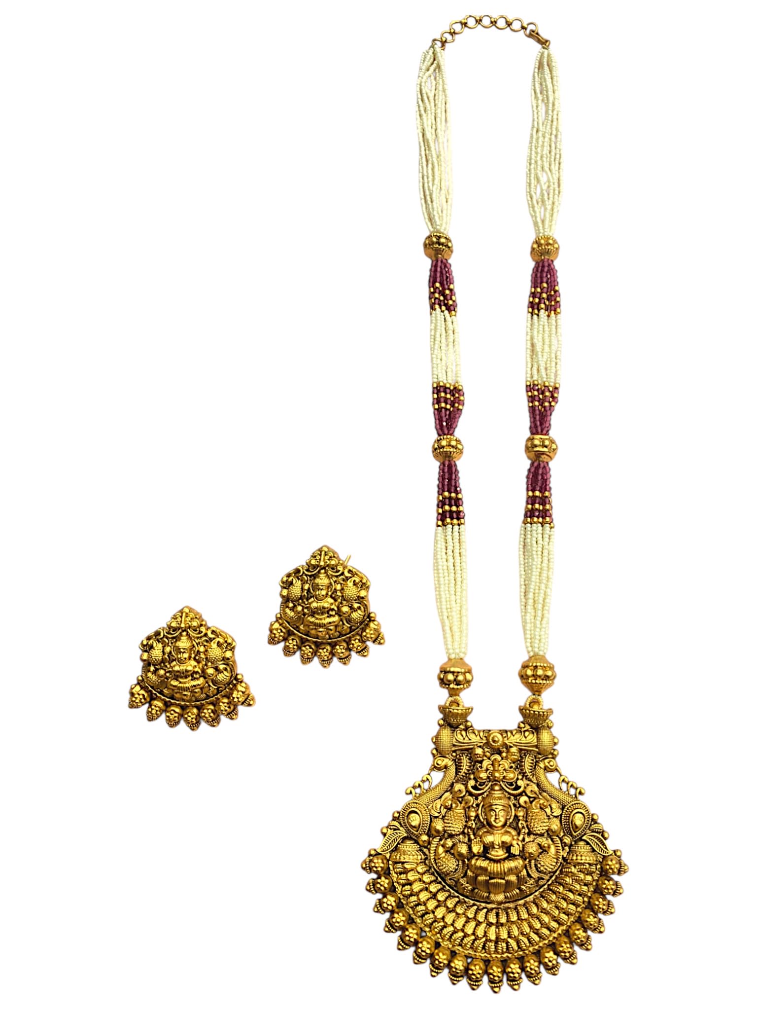 Bridal Silver Kundan Pendant Set — handcrafted Necklace Sets by Sirini Jewellery