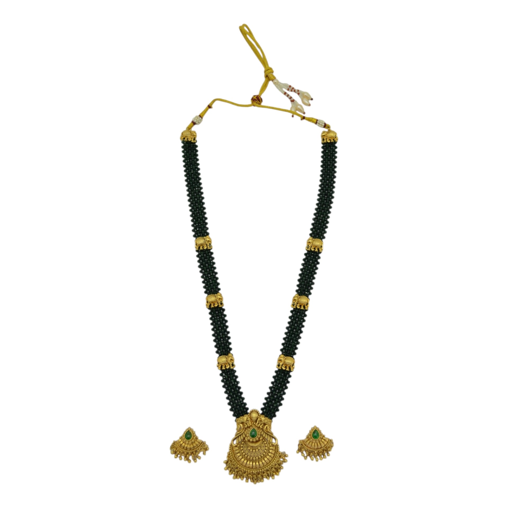 Sangeet Silver Polki Pendant Set — handcrafted Necklace Sets by Sirini Jewellery