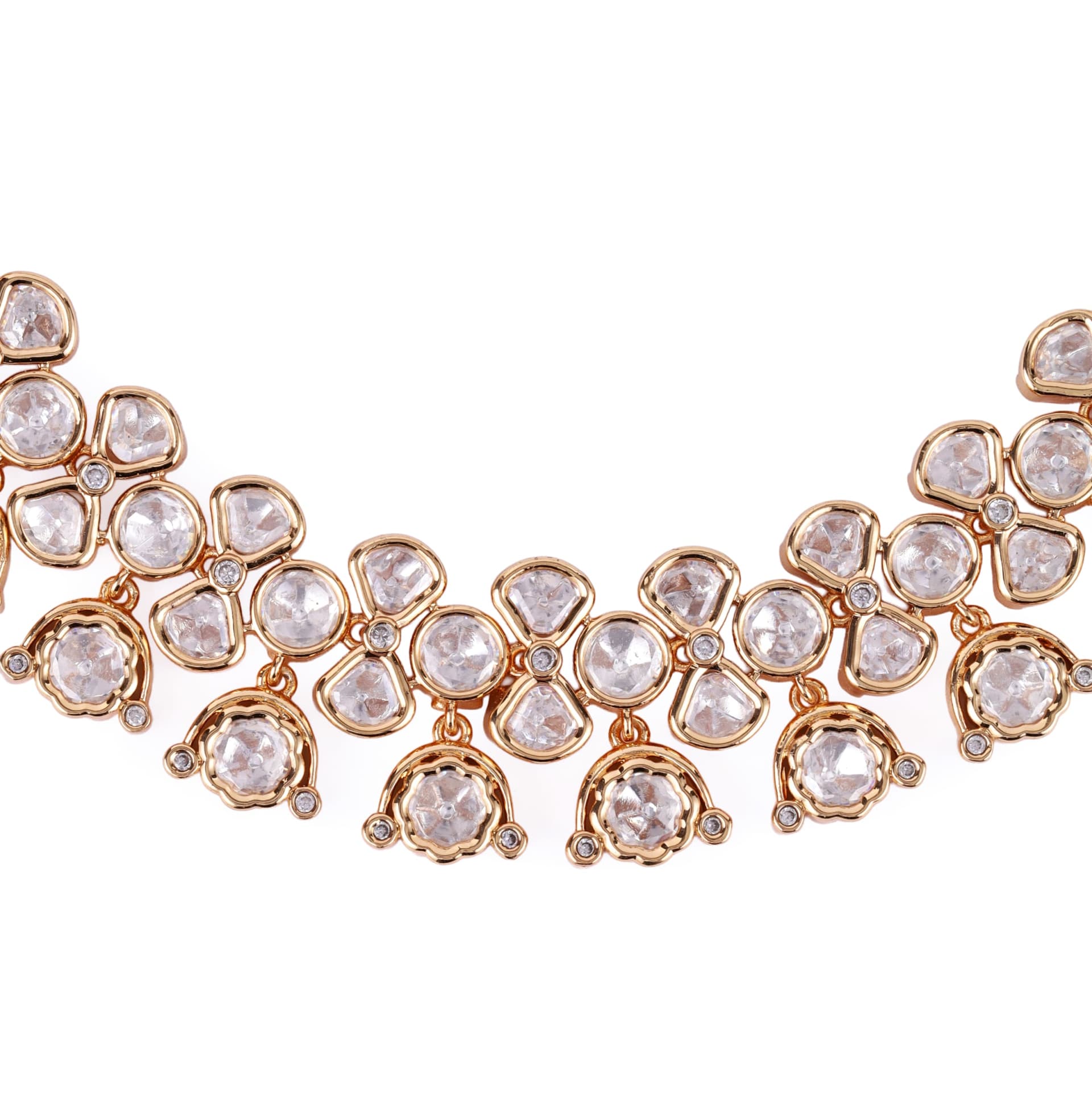 Festive Brass Polki Necklace Set thumbnail 5