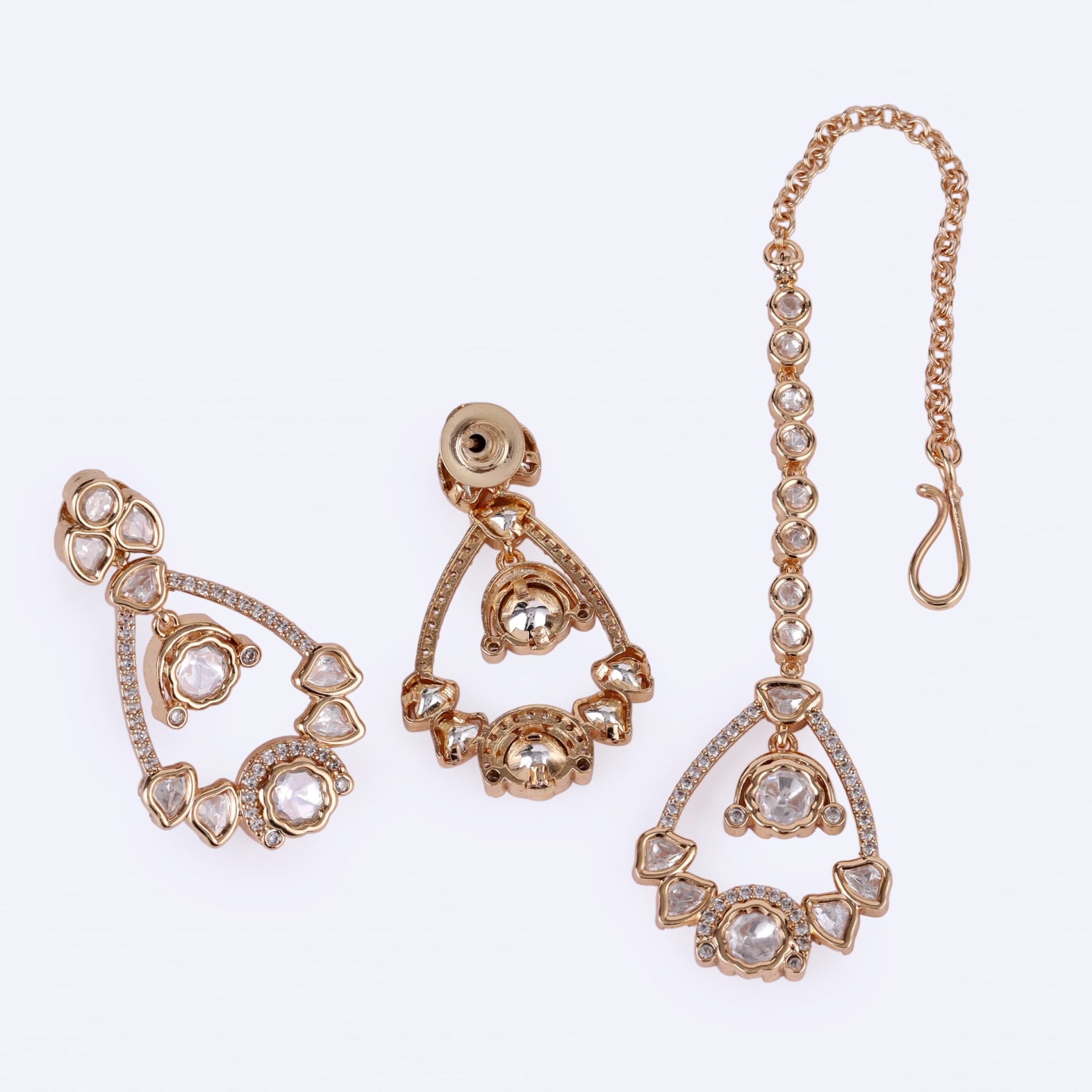 Festive Brass Polki Necklace Set thumbnail 6