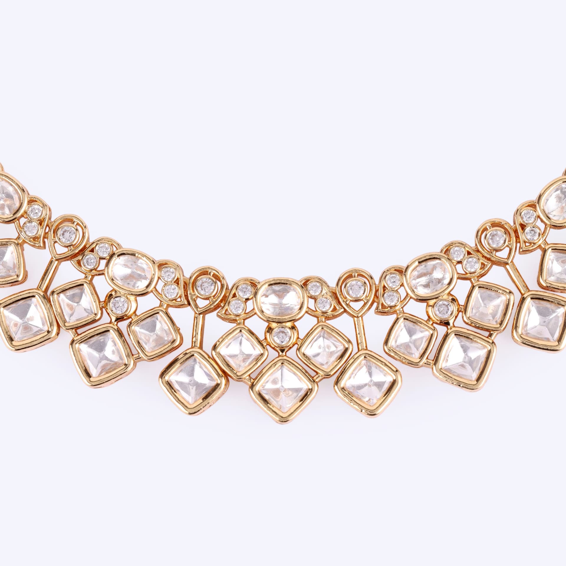 Festive Polki Gold Necklace Set thumbnail 3