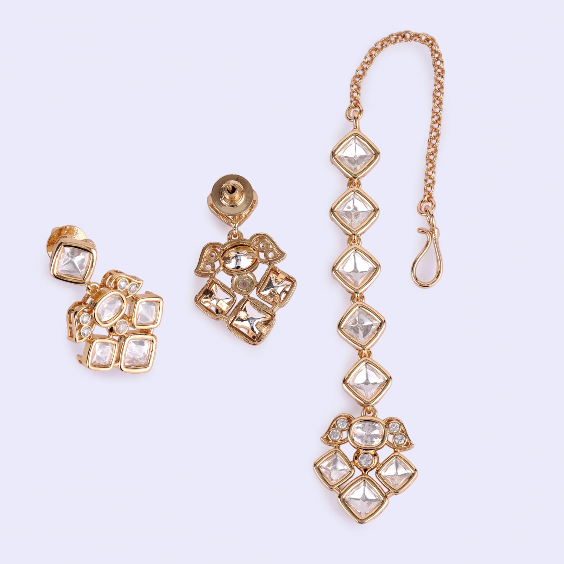 Festive Polki Gold Necklace Set thumbnail 4