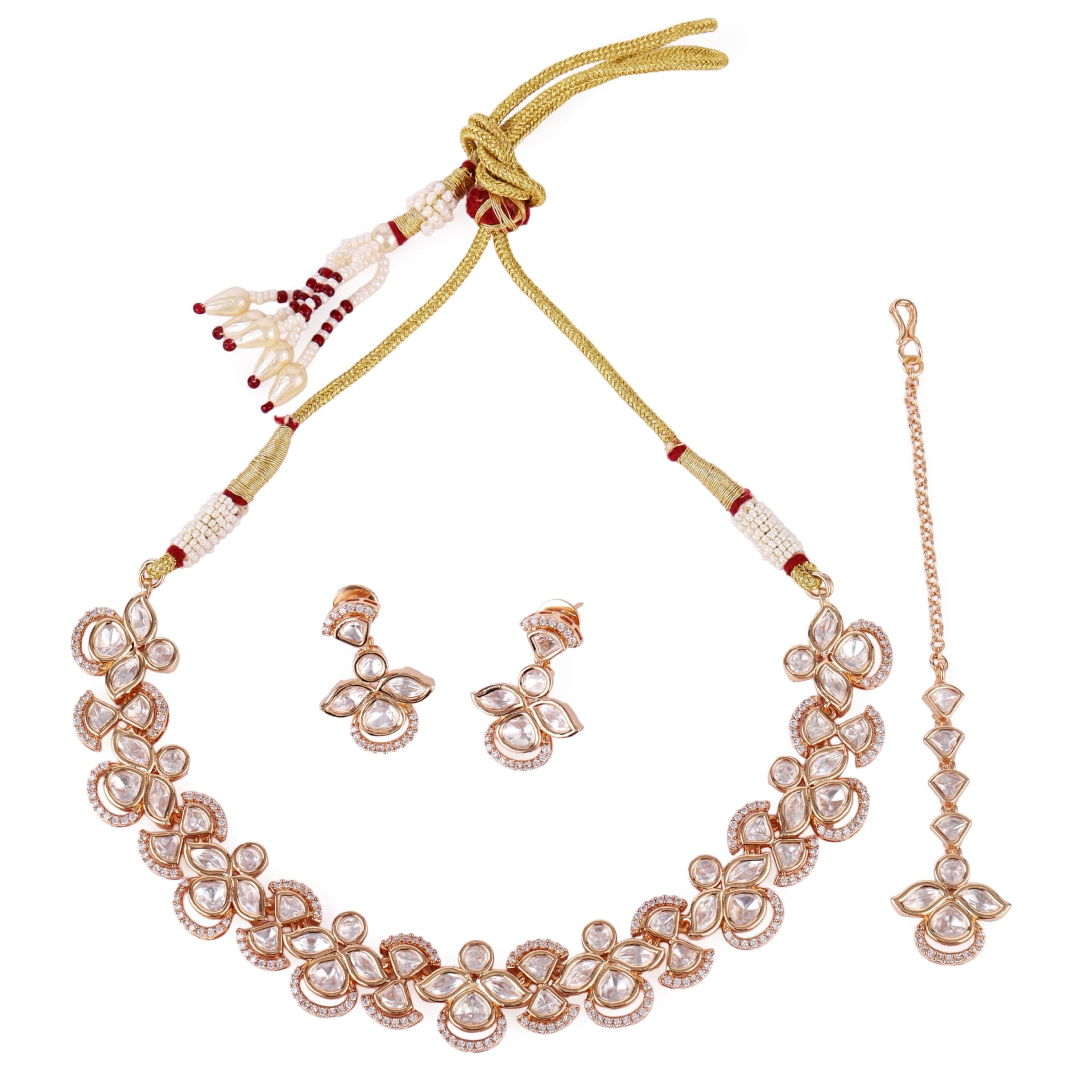 Puja Antique Kundan Gold Necklace Set — handcrafted Necklace Sets by Sirini Jewellery