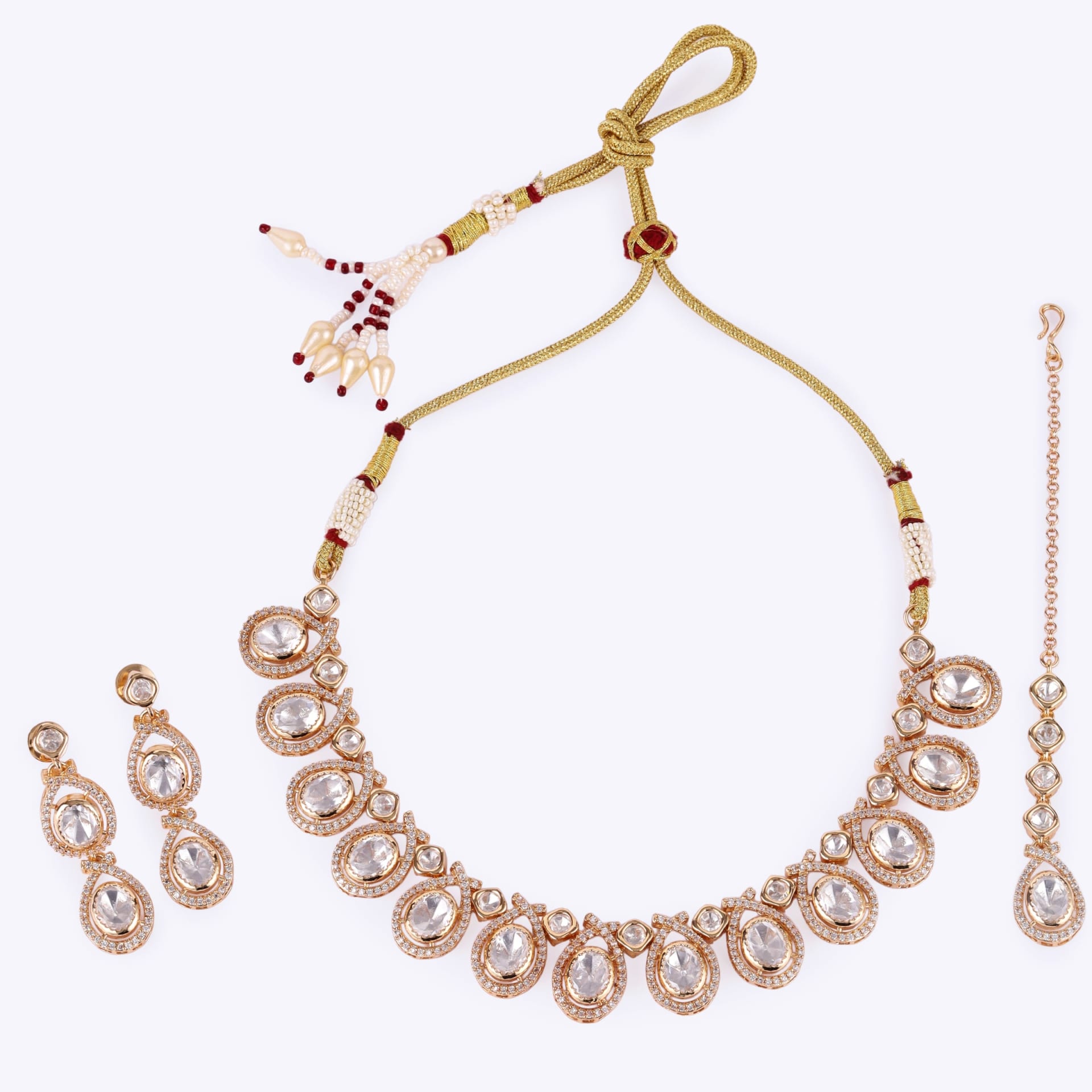 Diwali Antique Gold Necklace Set — handcrafted Necklace Sets by Sirini Jewellery - back view