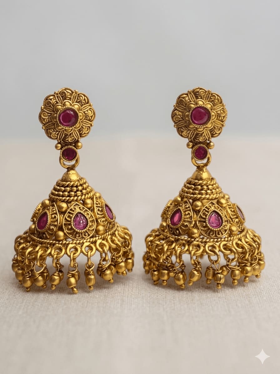 Navratri Kundan Chandbali Earrings thumbnail 2