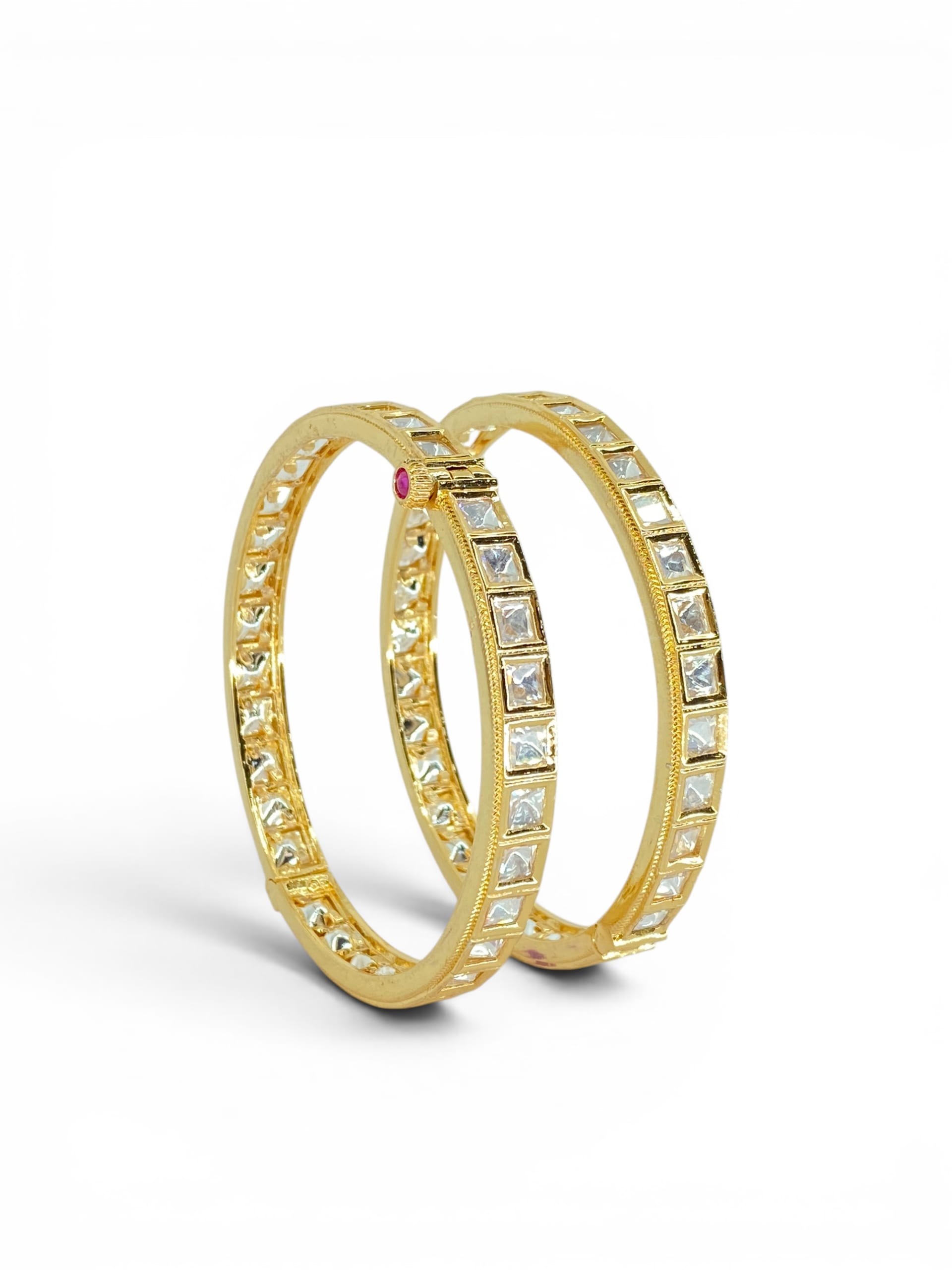 Whispers of Champagne Kundan Bangles — main view | Sirini Jewellery