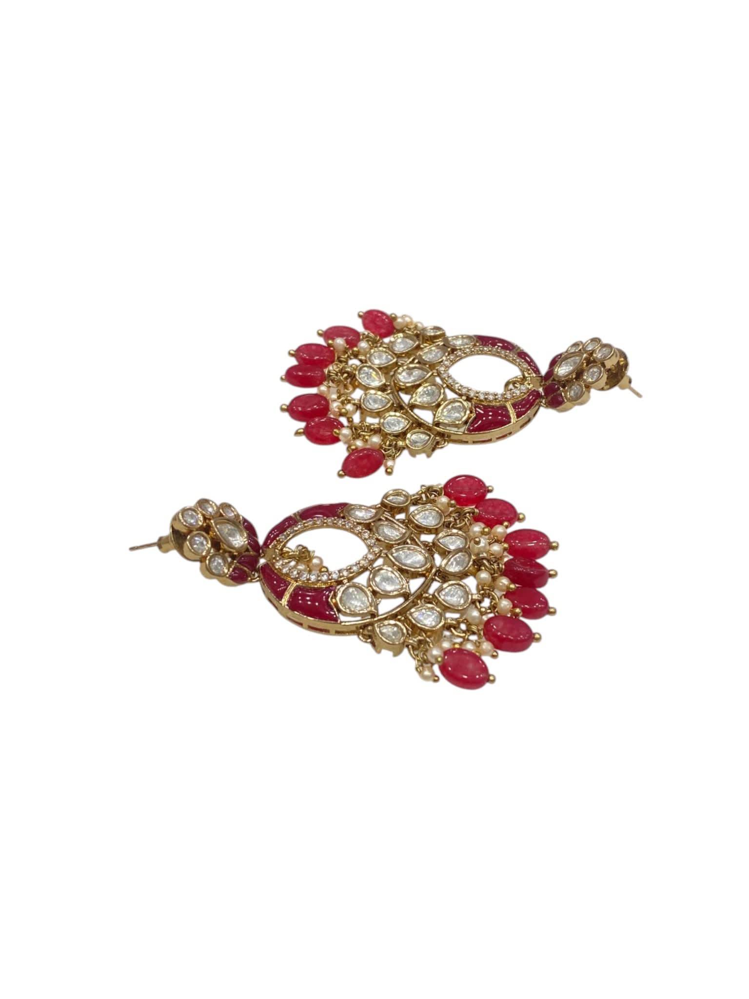 Festive Kundan Meenakari Earrings thumbnail 3