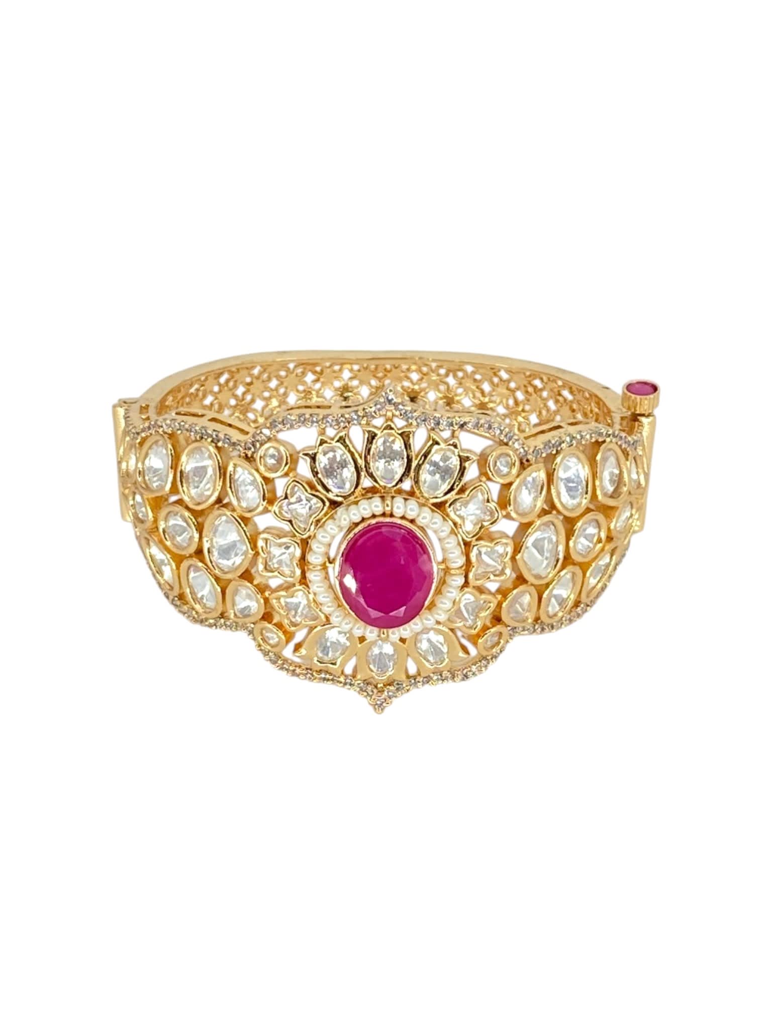 Ruby Polki Royale Bracelet — handcrafted Bracelet by Sirini Jewellery - back view