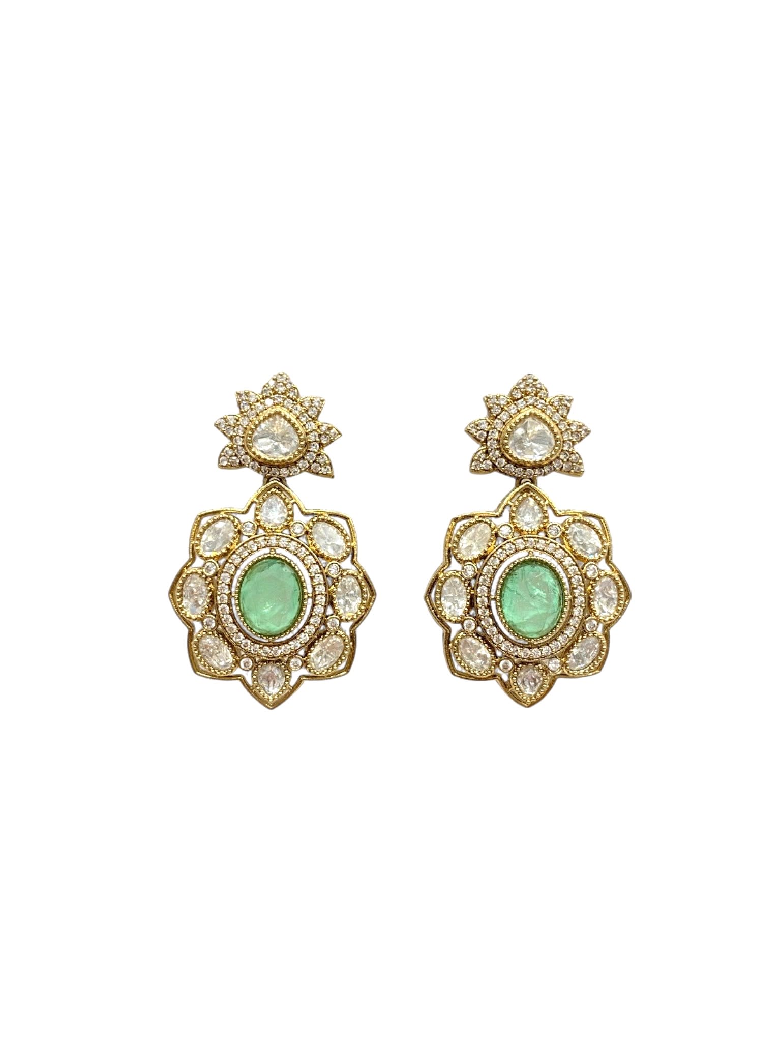 Elegant Mint Statement Danglers — handcrafted Earrings by Sirini Jewellery - back view