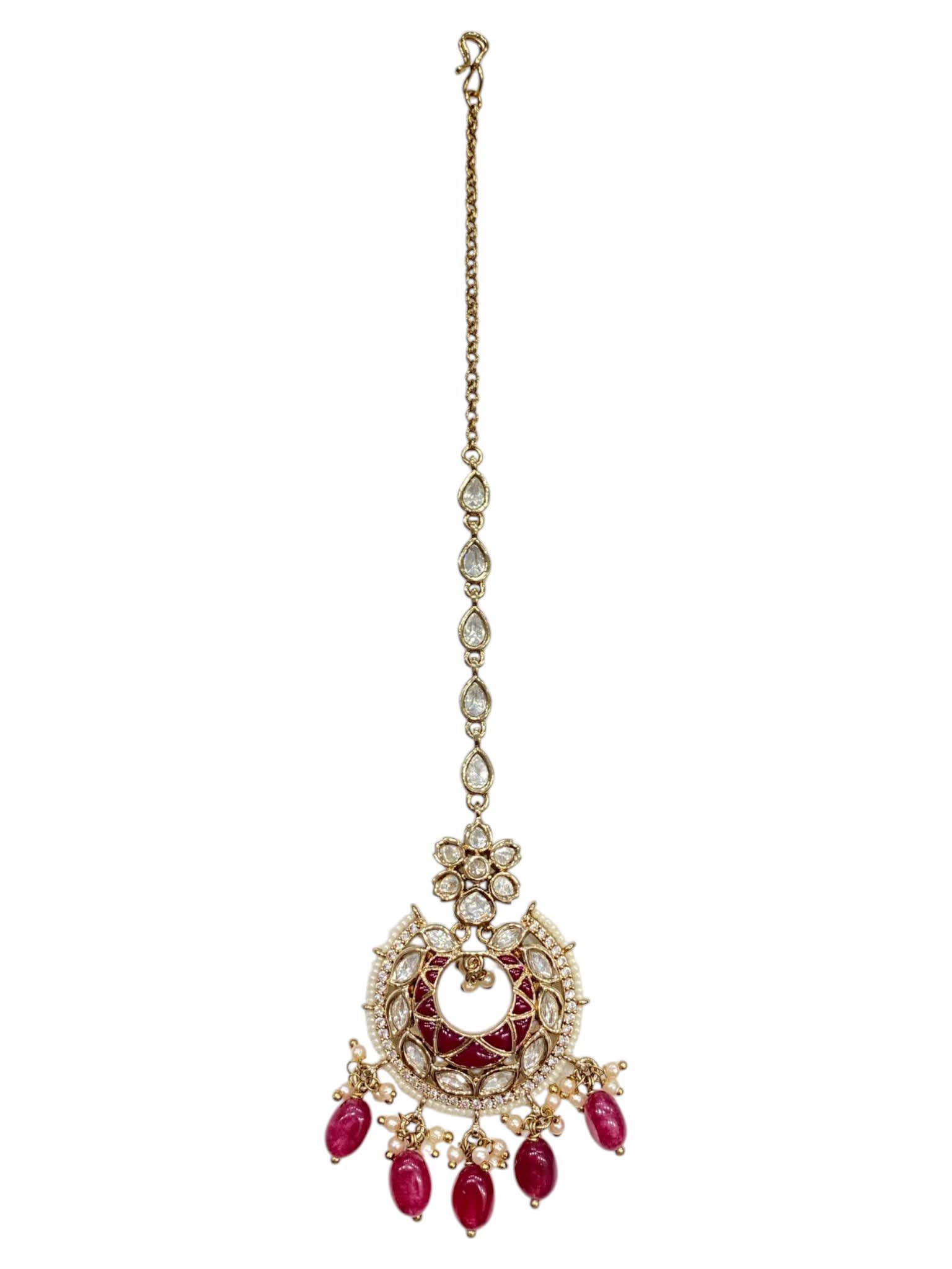 Ruby Meenakari Elegant Kundan Tikkas thumbnail 2