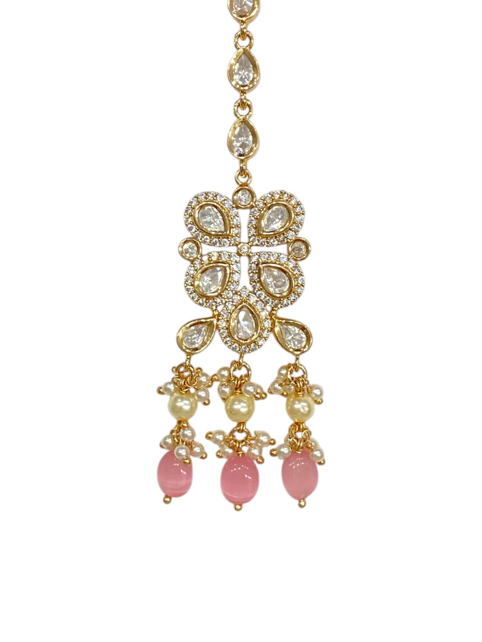 Shimmering Pink Kundan Tikka thumbnail 2