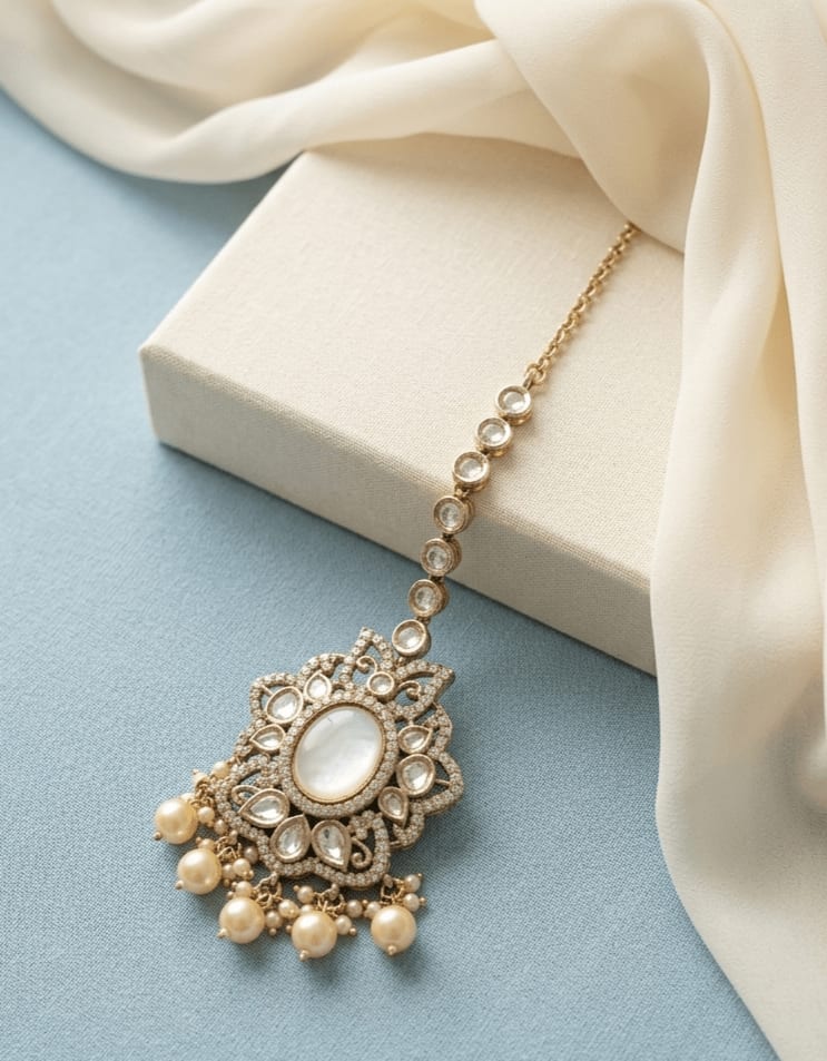 Sparkling Maangtikka For Bridemaids | Mehendi Finish — handcrafted Tikka by Sirini Jewellery